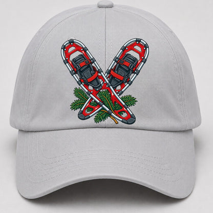Modern Aluminum Snowshoes And Balsam Bough Canada Cultural Icons Baseball Cap – Light Gray