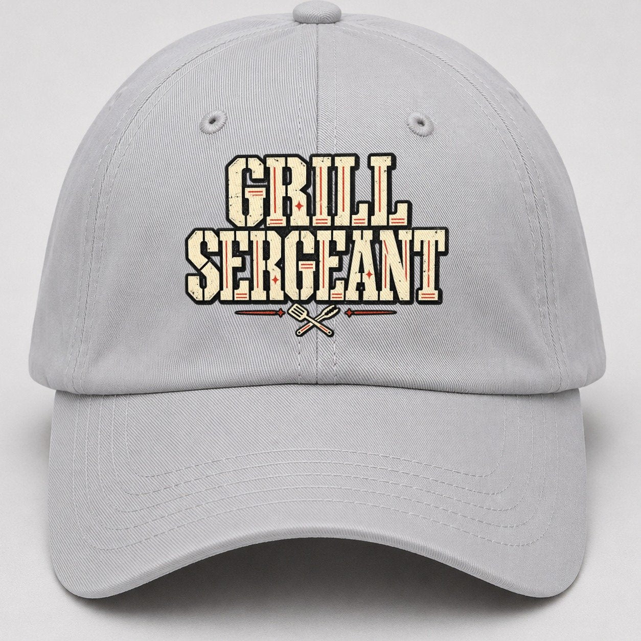 Grill Sergeant American Wit Baseball Cap – Light Gray