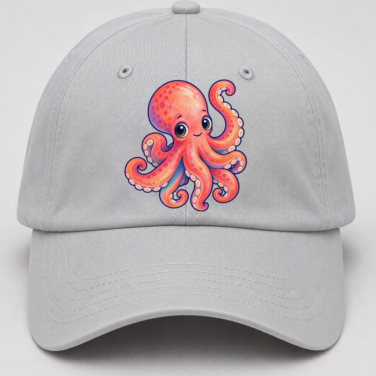 Octopus Tucked Curl Sea Sprite Baseball Cap – Light Gray