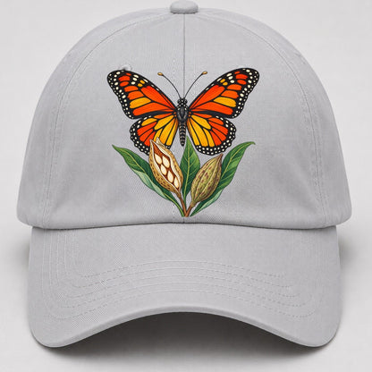 Monarch Butterfly And Milkweed Pods Canada Cultural Icons Baseball Cap – Light Gray