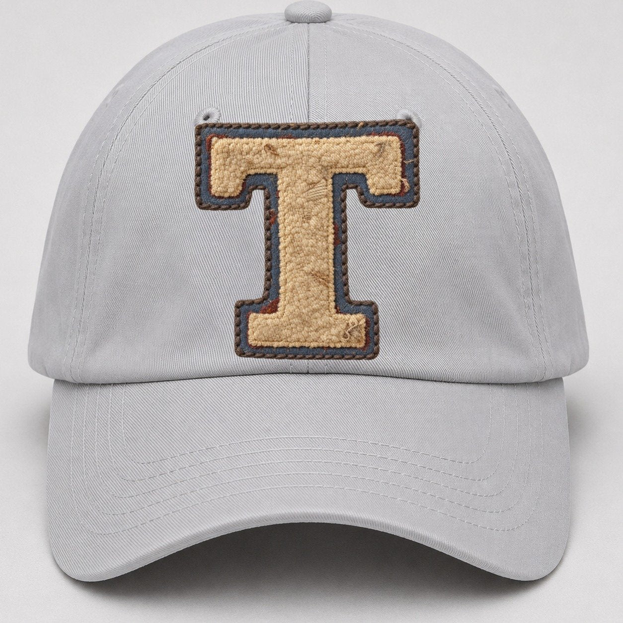Varsity Chenille T Monogram Baseball Cap – Light Gray
