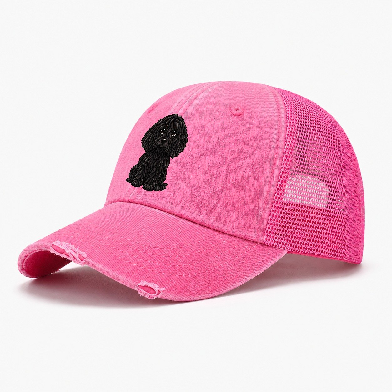 Puli Sitting Sweetheart Washed Trucker Hat – Rose