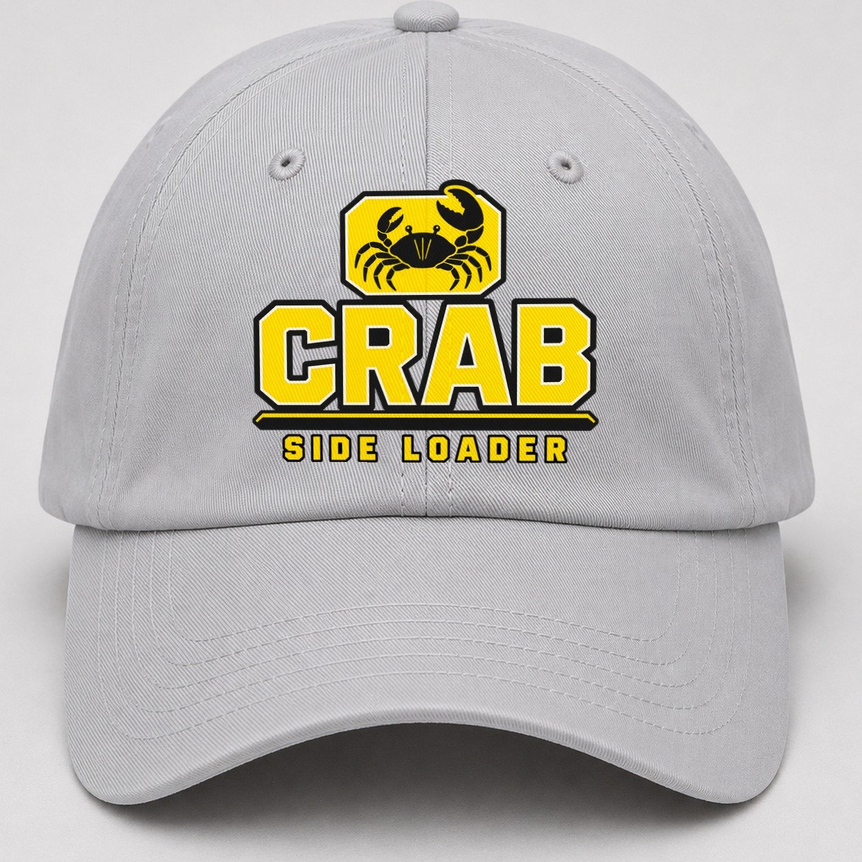 Crab Side Loader Heavy Duty Baseball Cap – Light Gray