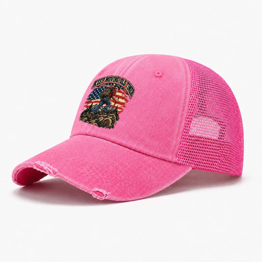 Keep Moving Old Timer Old Man Strong Washed Trucker Hat – Rose