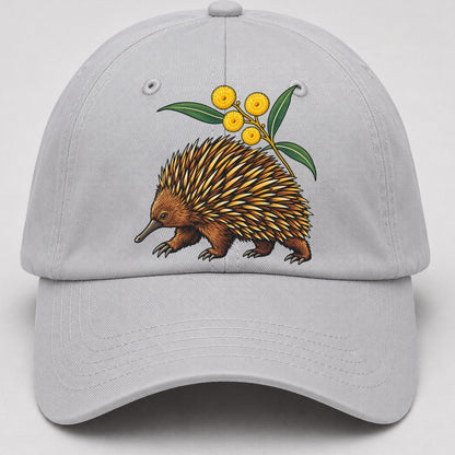 Short Beaked Echidna And Golden Wattle Australia Cultural Icons Baseball Cap – Light Gray