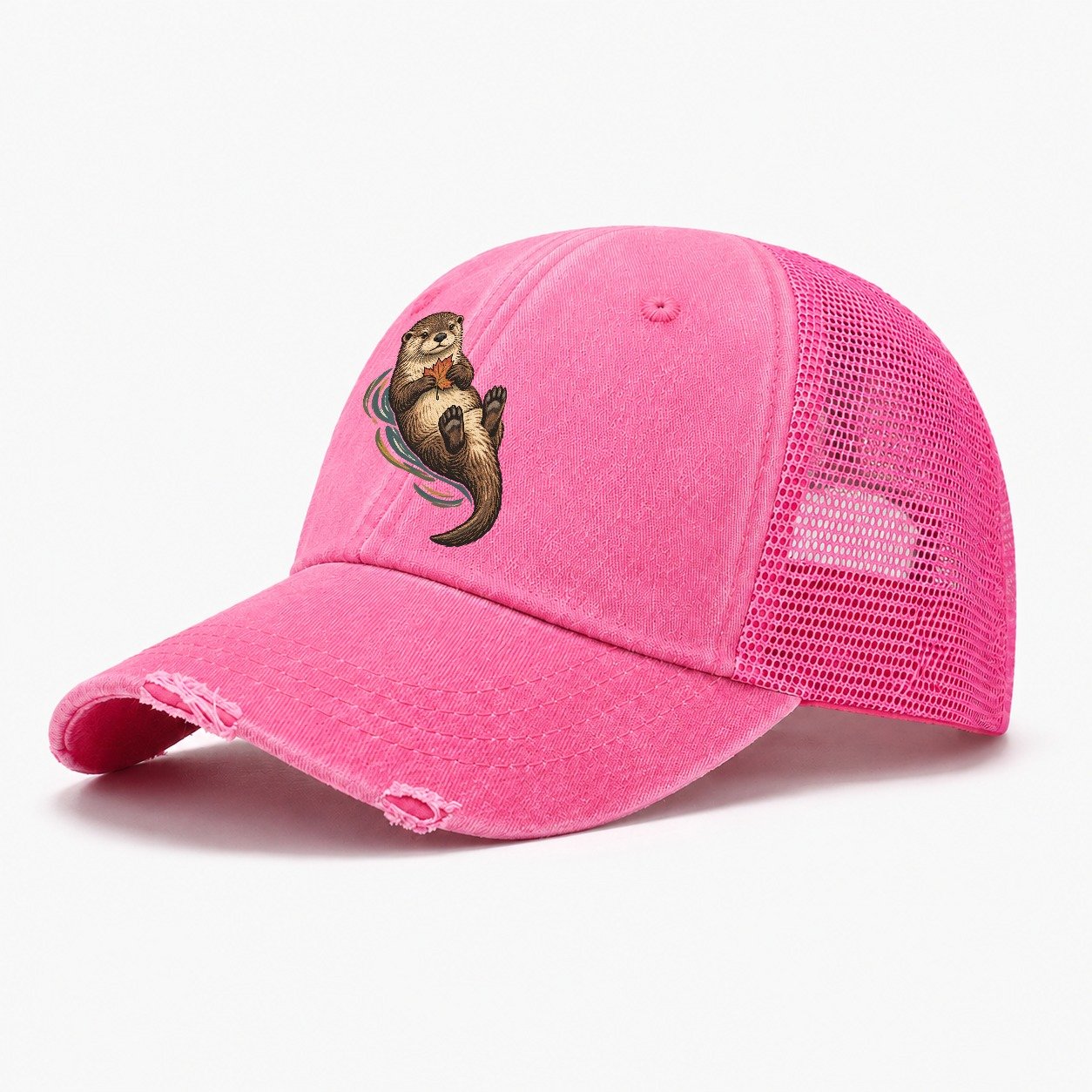 Otter Floating Leaf Gentle Wild Washed Trucker Hat – Rose