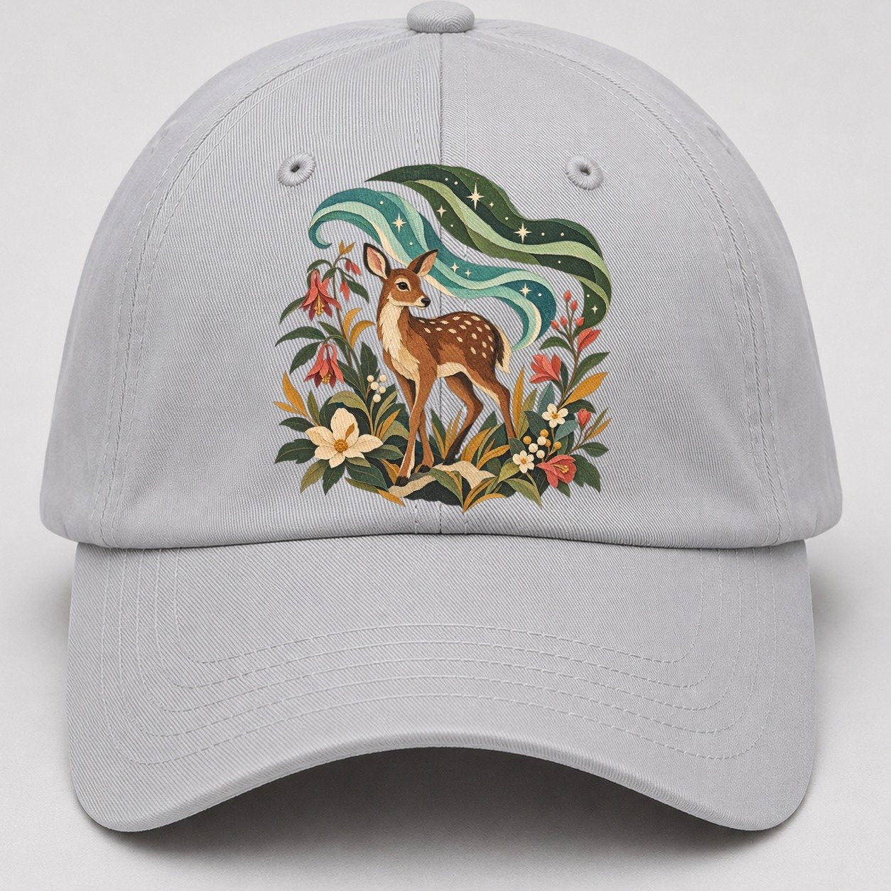 Deer Aurora Shelter Gentle Wild Baseball Cap – Light Gray