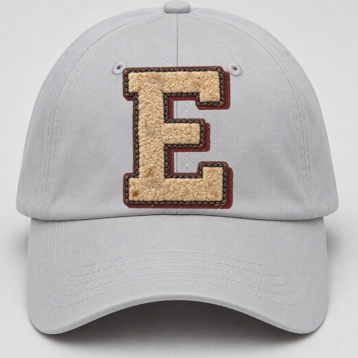 Varsity Chenille E Monogram Baseball Cap – Light Gray