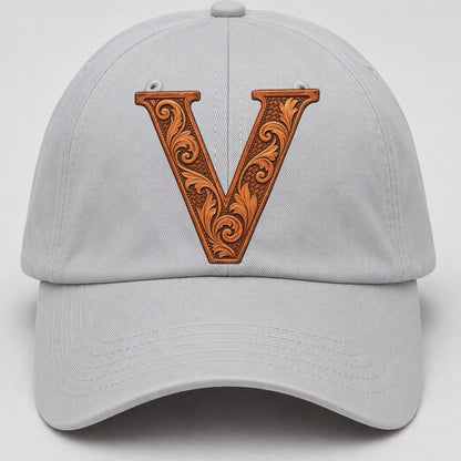 Tooled Leather V Monogram Baseball Cap – Light Gray