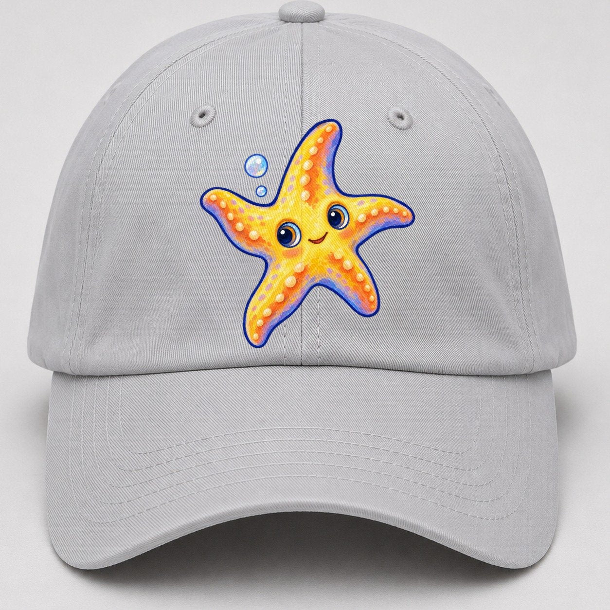 Starfish Side Float Sea Sprite Baseball Cap – Light Gray