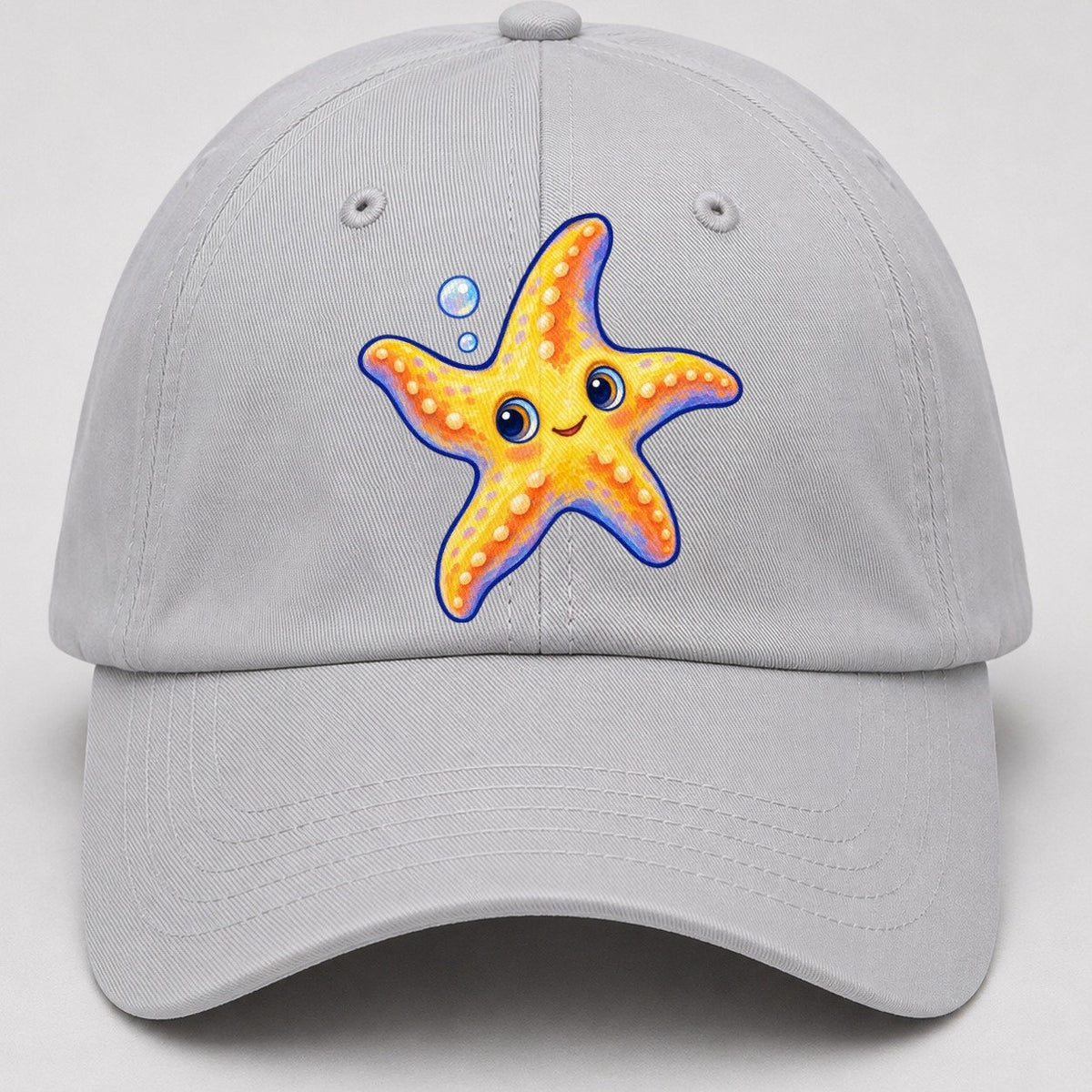 Starfish Side Float Sea Sprite Baseball Cap – Light Gray