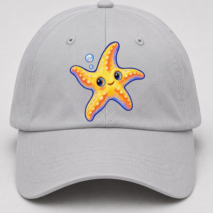 Starfish Side Float Sea Sprite Baseball Cap – Light Gray