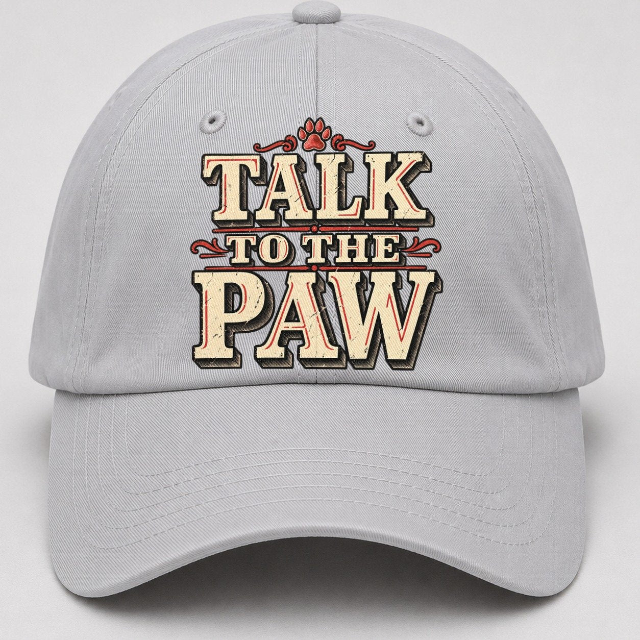 Talk To The Paw American Wit Baseball Cap – Light Gray