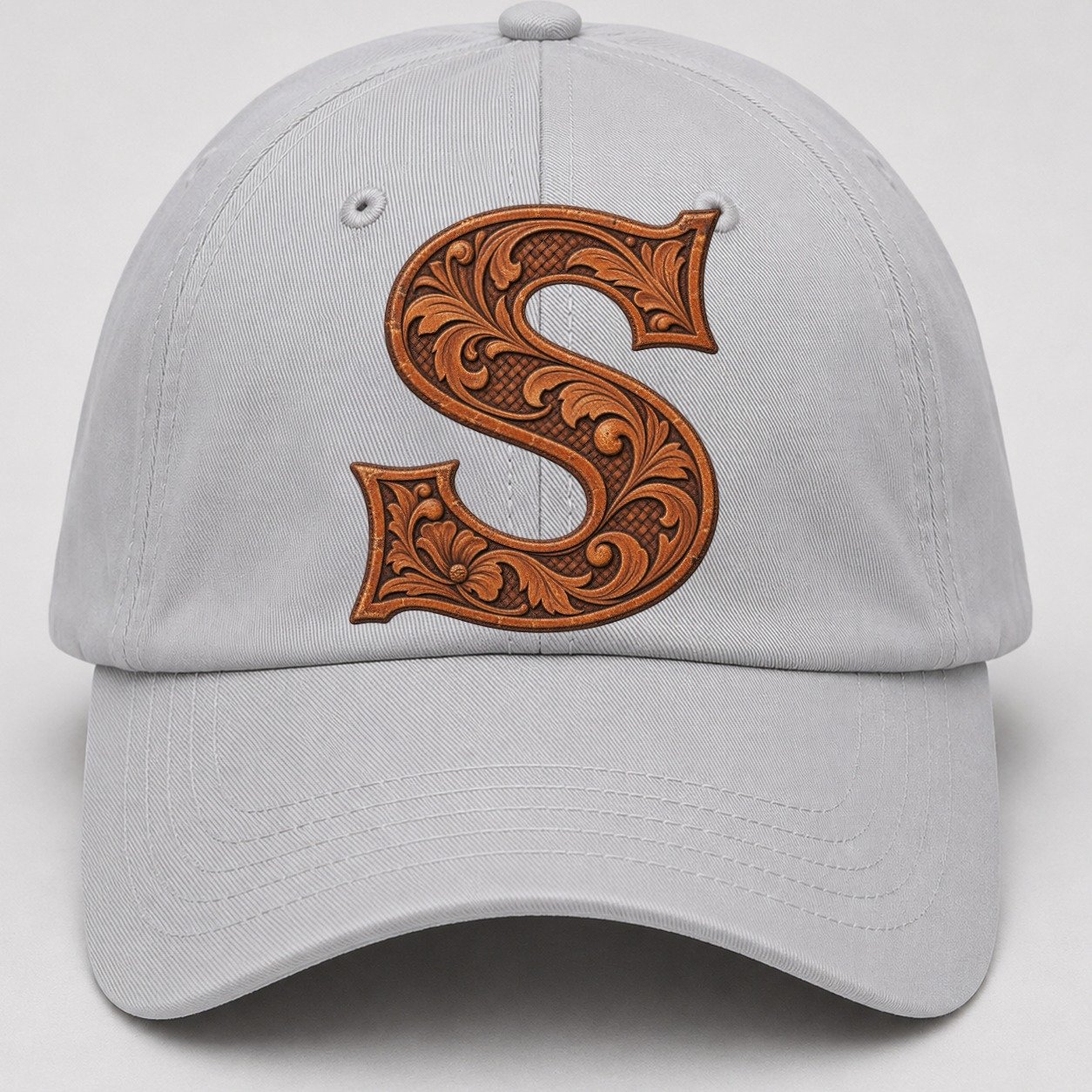 Tooled Leather S Monogram Baseball Cap – Light Gray