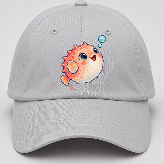 Pufferfish Bubble Bounce Sea Sprite Baseball Cap – Light Gray
