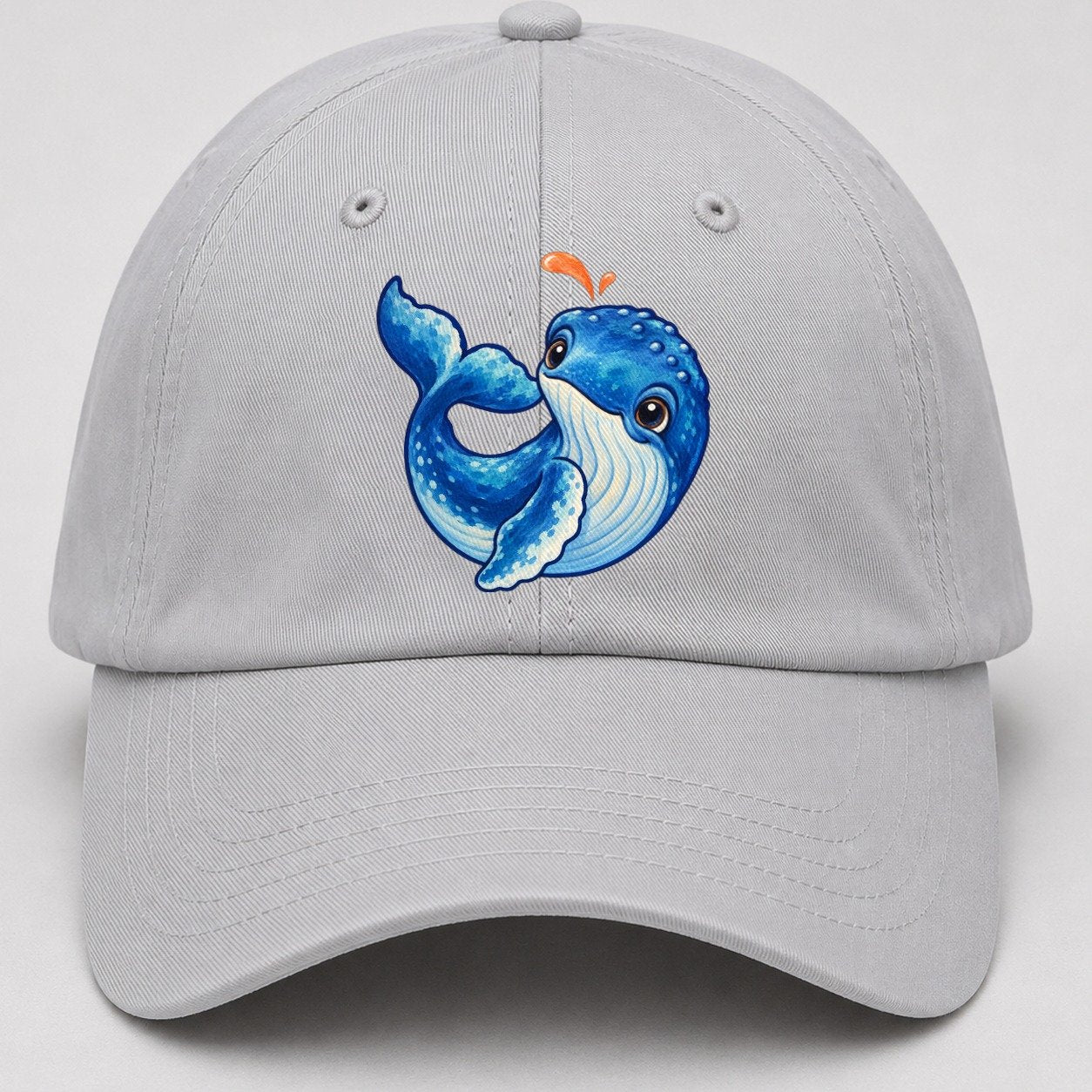 Humpback Whale Tail Curl Sea Sprite Baseball Cap – Light Gray