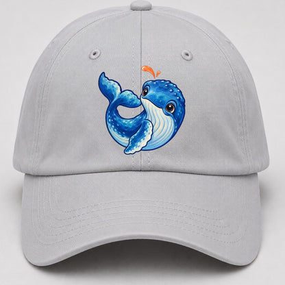 Humpback Whale Tail Curl Sea Sprite Baseball Cap – Light Gray