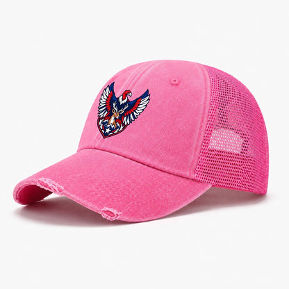 Chile Minimal Emblem Country Logos Washed Trucker Hat – Rose