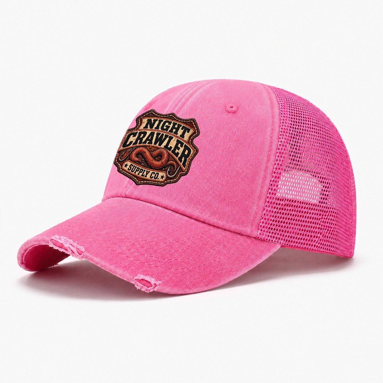 Night Crawler Supply Co Fishing Club Washed Trucker Hat – Rose