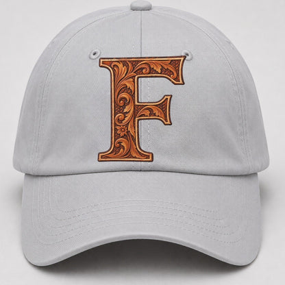 Tooled Leather F Monogram Baseball Cap – Light Gray