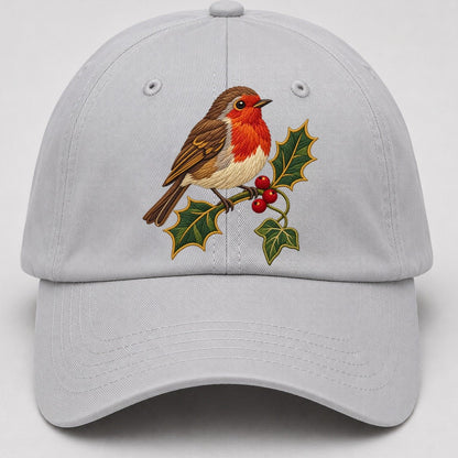 British Robin Holly And Ivy Uk Culture Heritage Baseball Cap – Light Gray