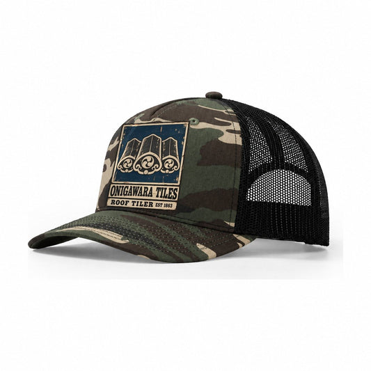 Onigawara Tile Works Noren Trade Co Trucker Hat – Woodland Camo Black