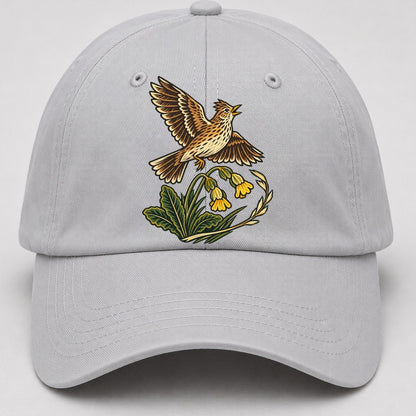 South Downs Skylark And Cowslip Uk Culture Heritage Baseball Cap – Light Gray