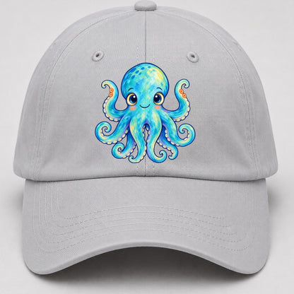 Octopus Curious Wave Sea Sprite Baseball Cap – Light Gray