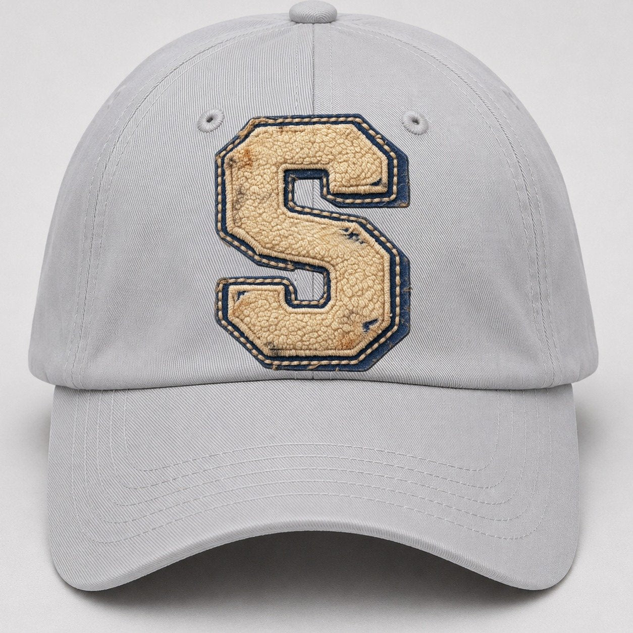 Varsity Chenille S Monogram Baseball Cap – Light Gray