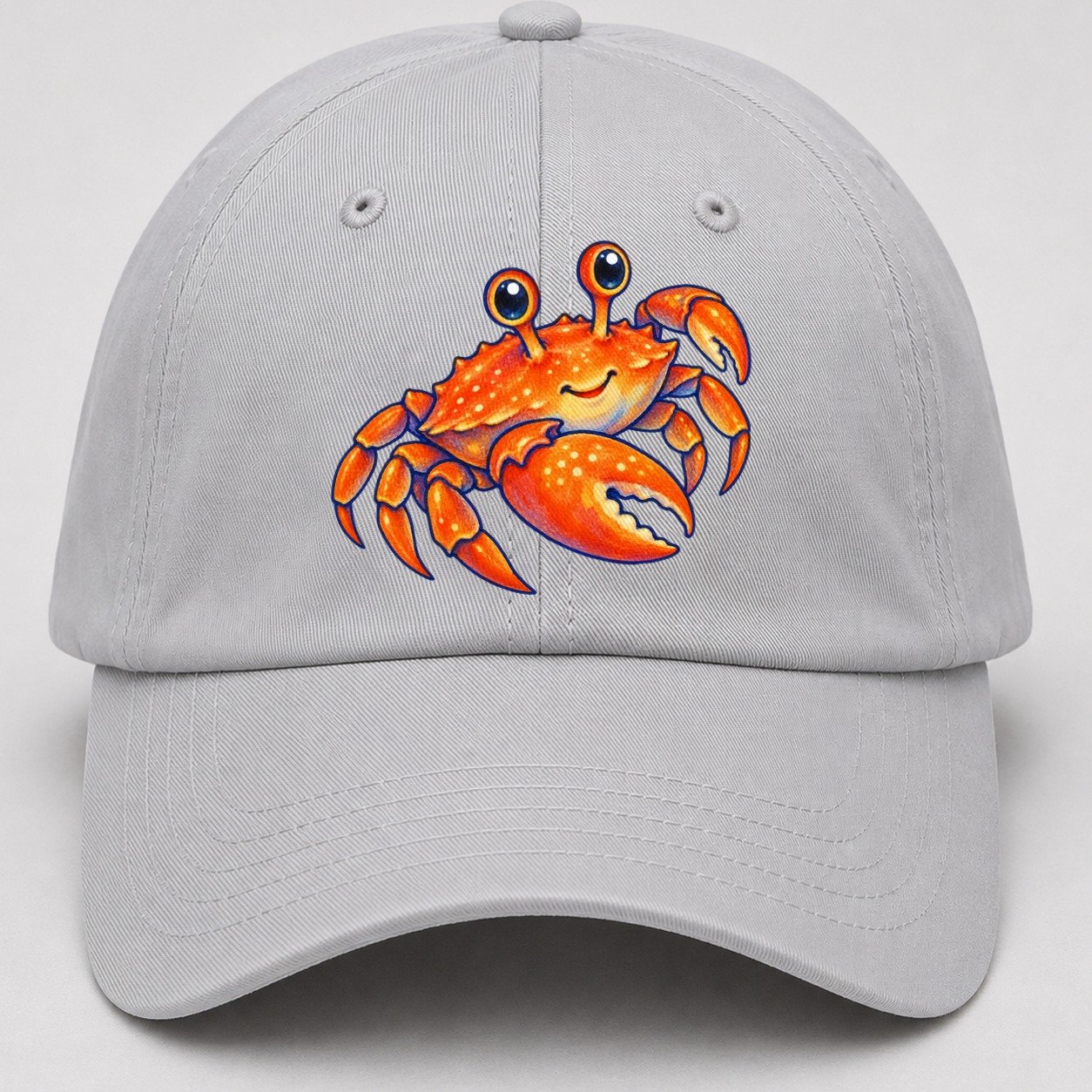 Crab Side Scuttle Sea Sprite Baseball Cap – Light Gray