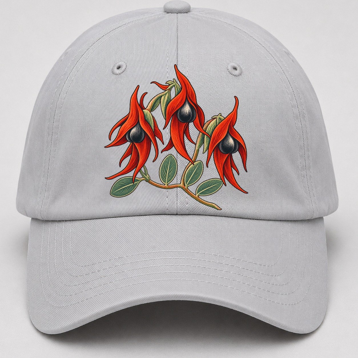South Australia Sturt Desert Pea Cluster Australia Cultural Icons Baseball Cap – Light Gray