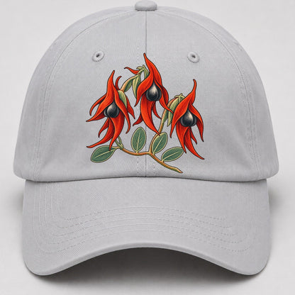 South Australia Sturt Desert Pea Cluster Australia Cultural Icons Baseball Cap – Light Gray