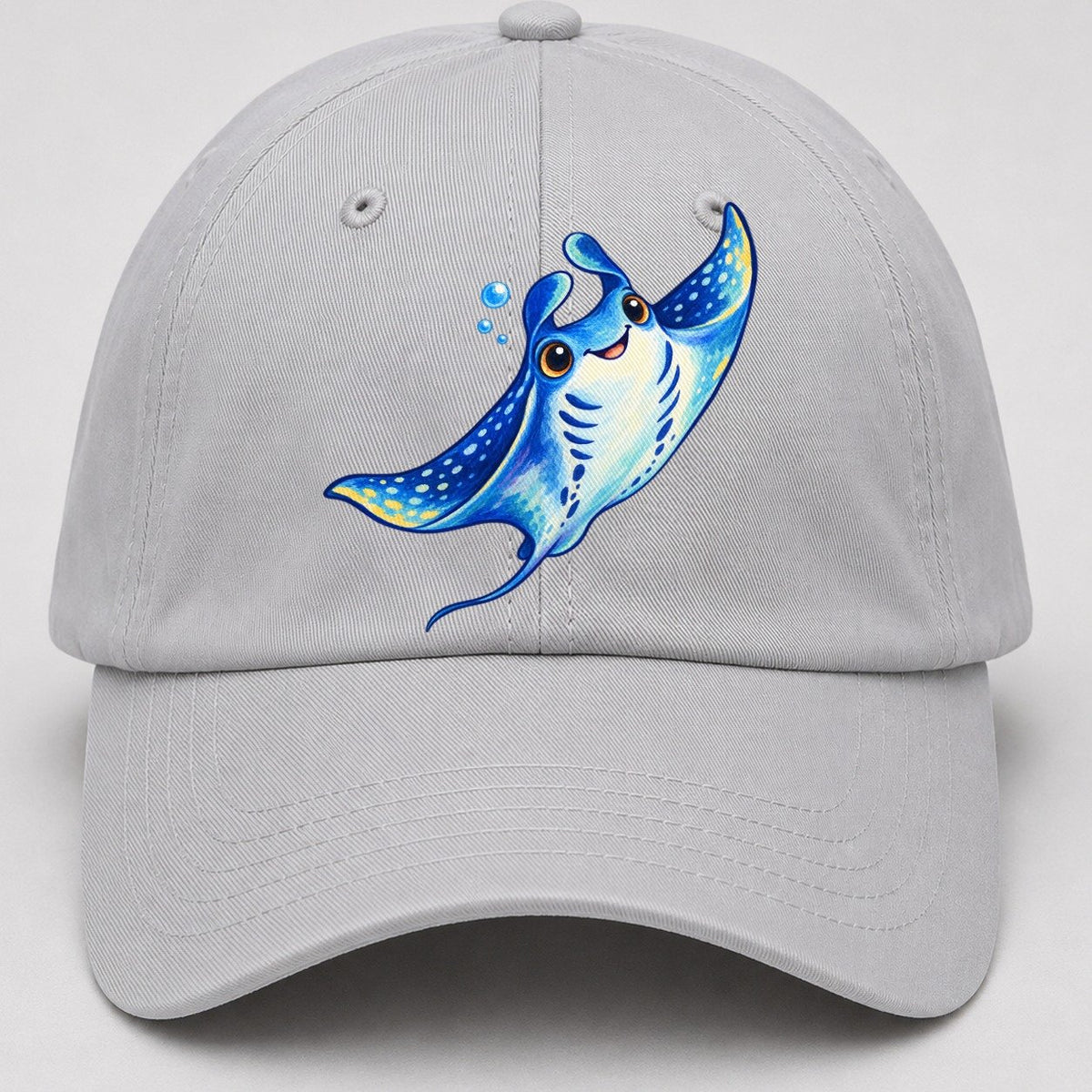 Manta Ray Upward Glide Sea Sprite Baseball Cap – Light Gray