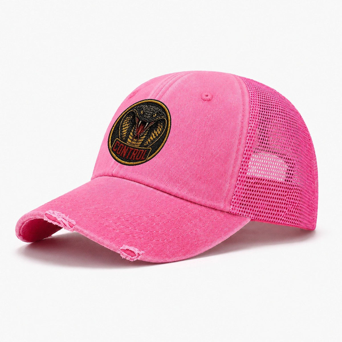 Cobra Control Badge Washed Trucker Hat – Rose