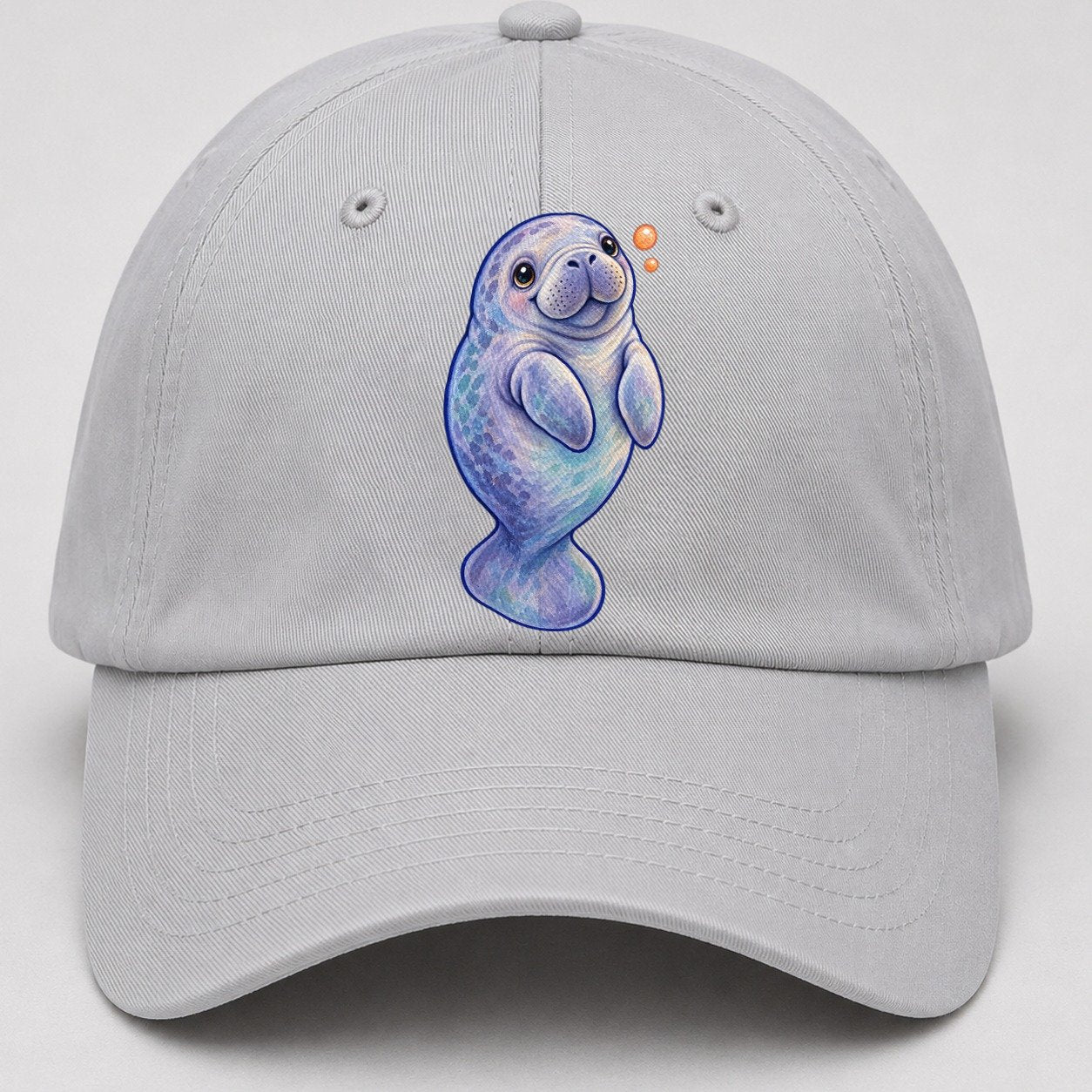 Manatee Upward Float Sea Sprite Baseball Cap – Light Gray