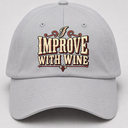 I Improve With Wine American Wit Baseball Cap – Light Gray
