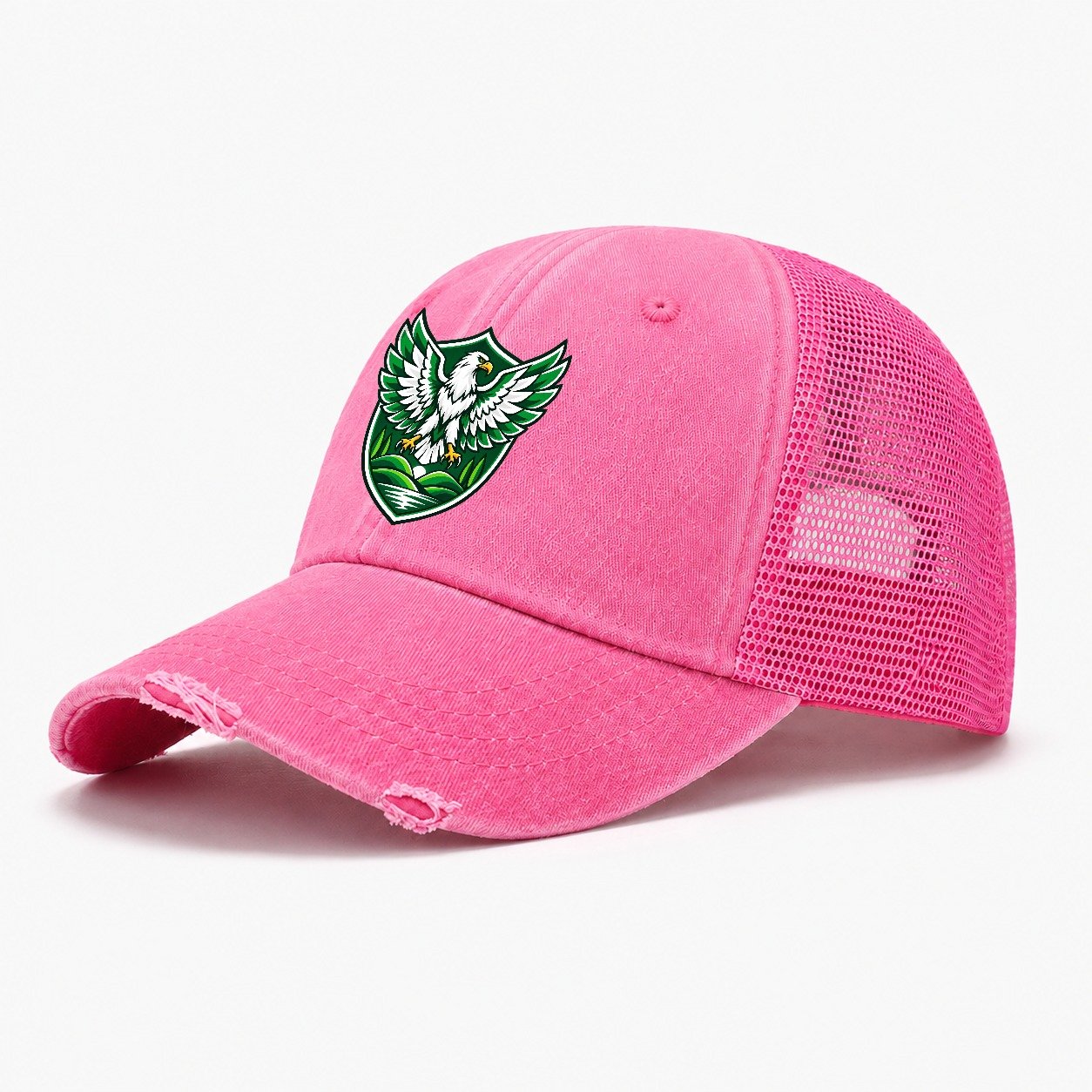 Nigeria Minimal Emblem Country Logos Washed Trucker Hat – Rose