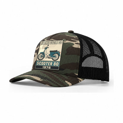 Ayame Scooter 80 Showa Speed Plates Trucker Hat – Woodland Camo Black
