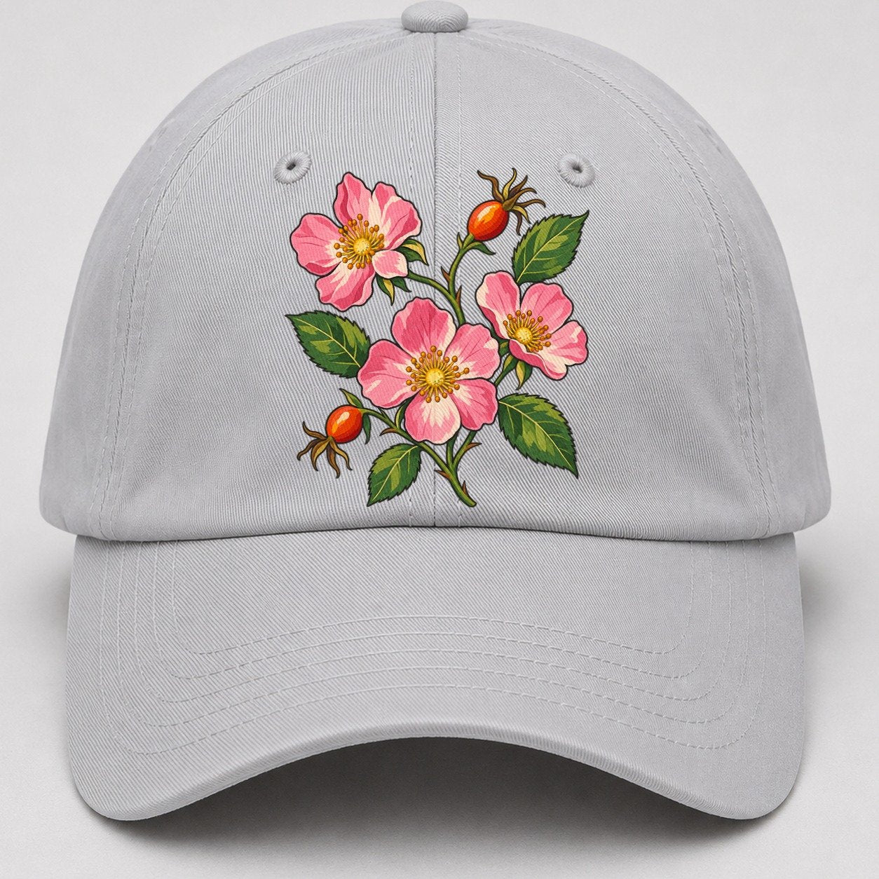 Alberta Wild Rose Canada Cultural Icons Baseball Cap – Light Gray