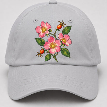 Alberta Wild Rose Canada Cultural Icons Baseball Cap – Light Gray
