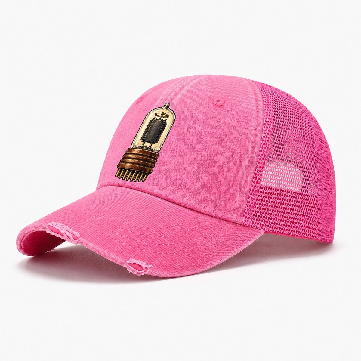 Radio Valve And Brass Pins Amateur Radio Washed Trucker Hat – Rose