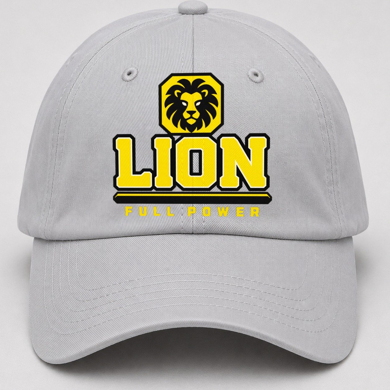 Lion Full Power Heavy Duty Baseball Cap – Light Gray