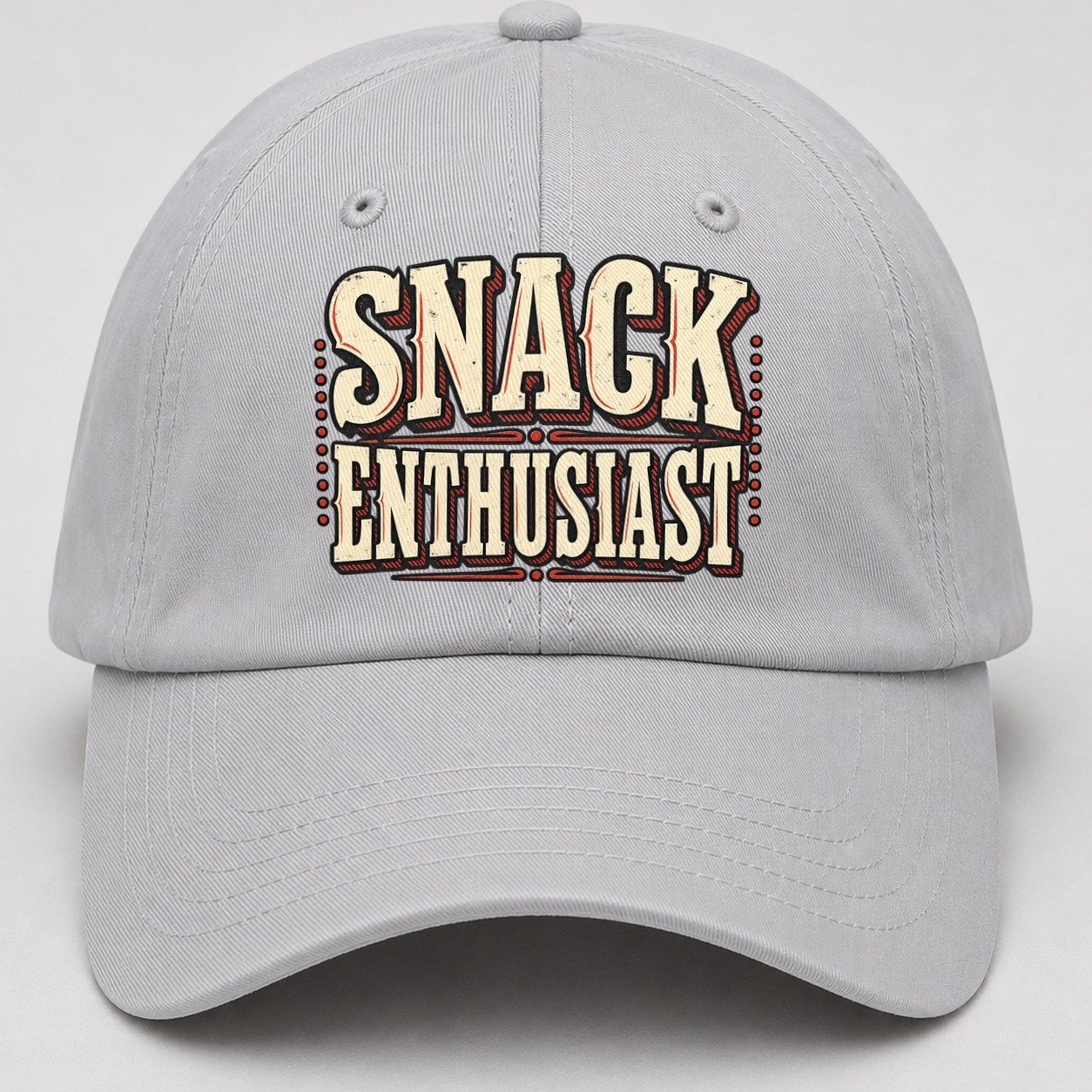 Snack Enthusiast American Wit Baseball Cap – Light Gray