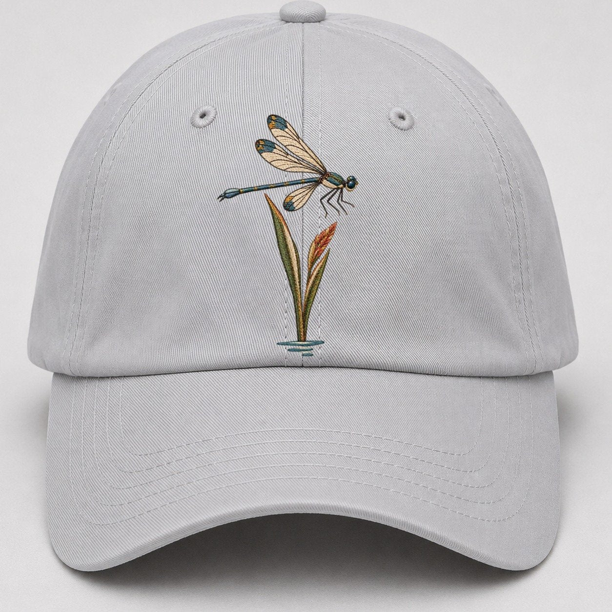 Damselfly Reed Reflection Gentle Wild Baseball Cap – Light Gray