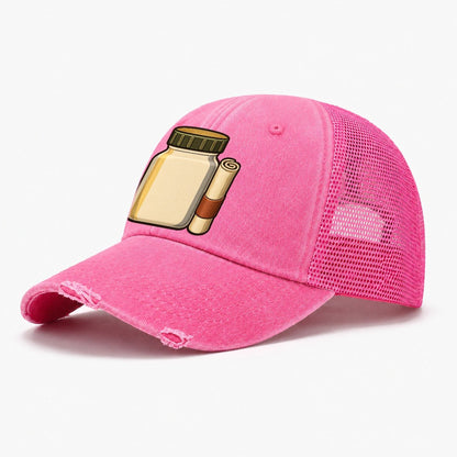 Jar Cache And Log Roll Geocaching Washed Trucker Hat – Rose