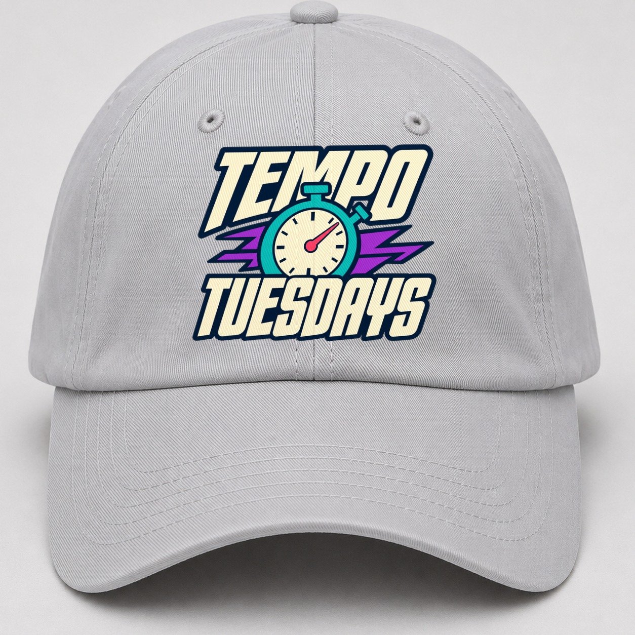 Tempo Tuesdays 90S Running Clubs Baseball Cap – Light Gray