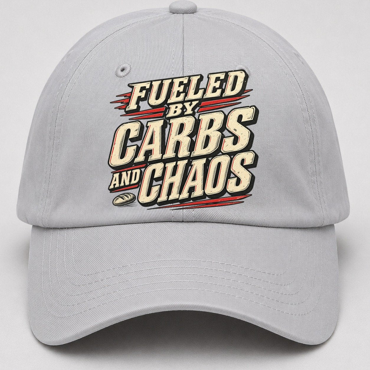 Fueled By Carbs And Chaos American Wit Baseball Cap – Light Gray