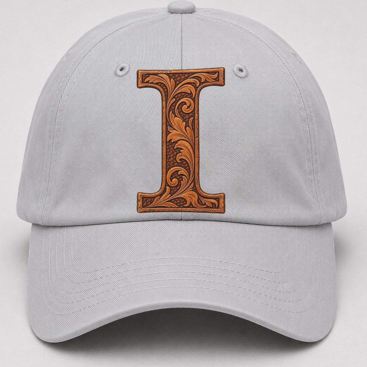 Tooled Leather I Monogram Baseball Cap – Light Gray