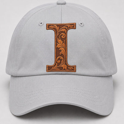 Tooled Leather I Monogram Baseball Cap – Light Gray