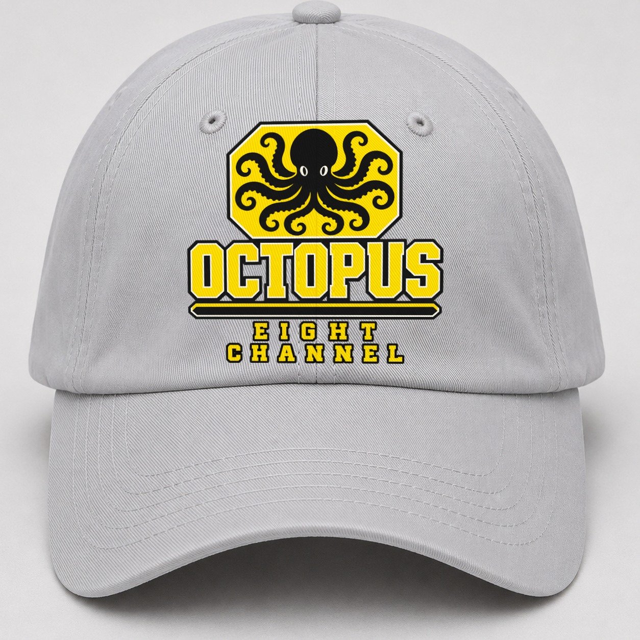 Octopus Eight Channel Heavy Duty Baseball Cap – Light Gray